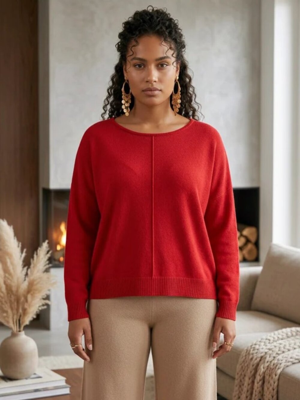 Chico's Red Poppy Long Sleeve Sweater